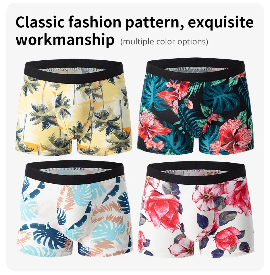 4-Piece Men'S Fashionable At Charming Flower Underwear Komportable At Breathable Crotch Boxers Mga Teenager Plus Size Underwear. 3256807037417234 — image 9