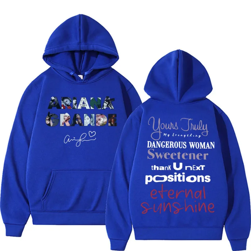 Singer Ariana Grande Album Tour Graphic Hoodies Men Women Fashion Classic Vintage Sweatshirts Autumn/Winter Casual Fleece Hoodie