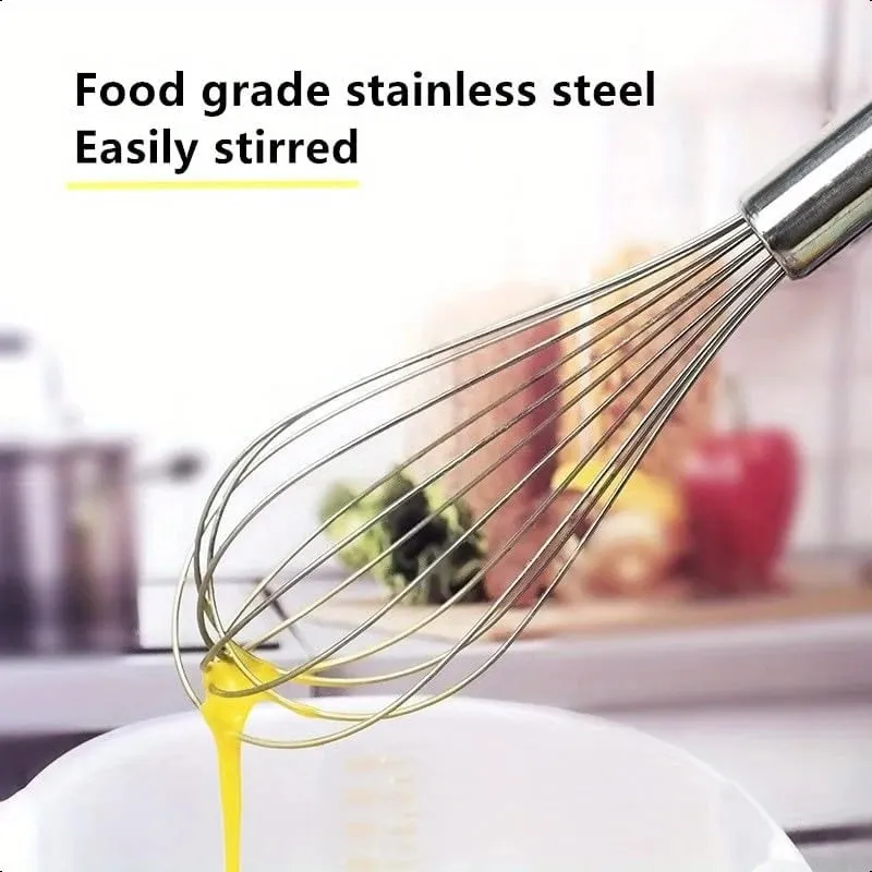 1Pc Stainless Steel Manual Whisk Modern Simple Baking Utensil Durable Rust Resistant Easy To Whip Eggs Cream Batter Easy Clean For Home Kitchen Baking For Baking Enthusiasts Homemade Cake Dessert Cooking Stirring Gadget