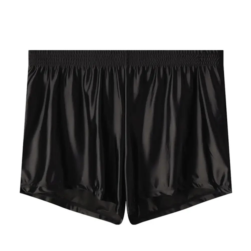 1pc Men Ice Silk Smooth Solid Boxer Shorts Panties L-3XL Large Size Loose Sleepwear Underwear Trunks Seamless Comfy Sleepwear — image 2