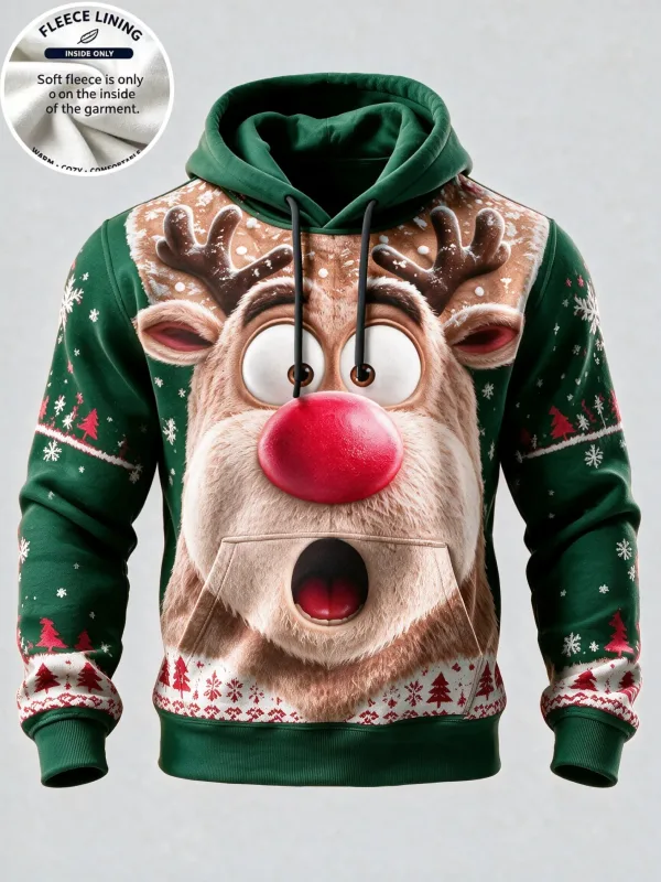3D Print Christmas Fleece Hoodie Polar Bear Pizza Beer Home Party Pullover Long Sleeve Kangaroo Pocket Holiday Sweatshirt — image 14
