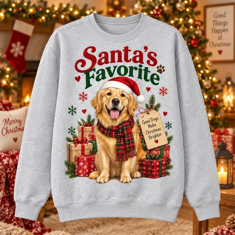 Christmas Crewneck Sweatshirt Santa Snowman Penguin Cat Dog Moose Holiday Graphic Pullover Winter Casual Party Streetwear Top — image 9