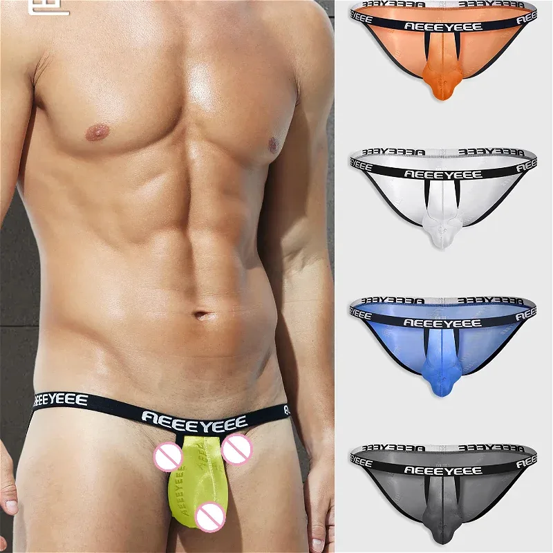 Sexy Mens Underwear Ice Silk U Convex Men Briefs Slit Thin Breathable Transparent Man Panties Low Waist Slip Homme Трусы Мужские — image 8