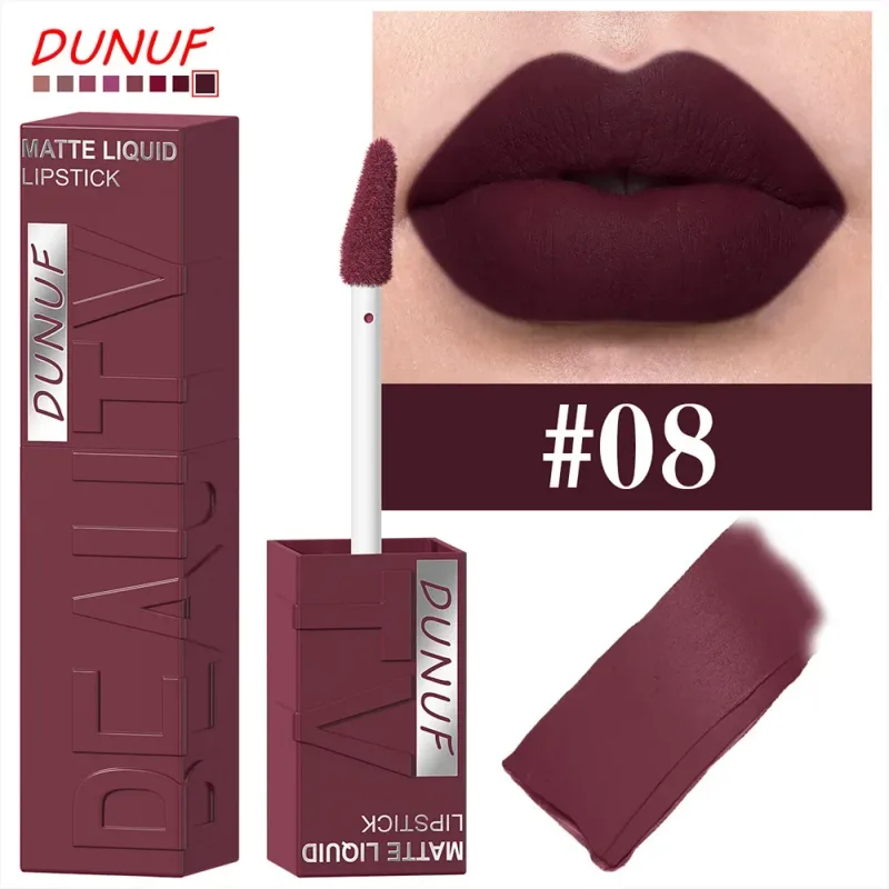 Batom labial fosco, 8 cores, suave, fácil de aplicar, tubo quadrado de brilho, veludo, à prova d'água, tridimensional, sexy, maquiagem de batom — image 14