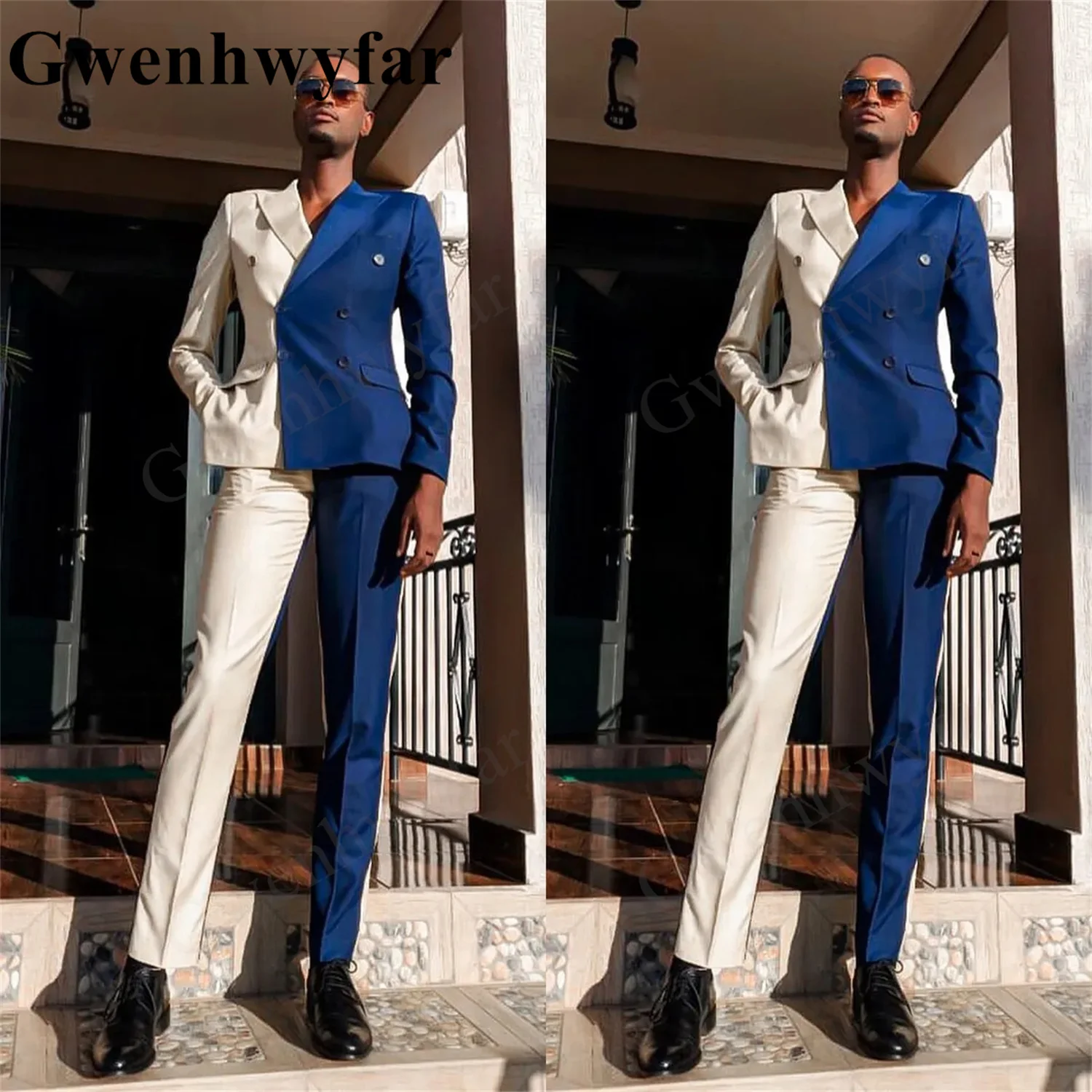 Gwenhwyfar Men's Deep Burgundy And Gold Satin Fabric Suits Tailored 2 Pieces Blazer Black Pants Two Button Shawl Lapel Wedding