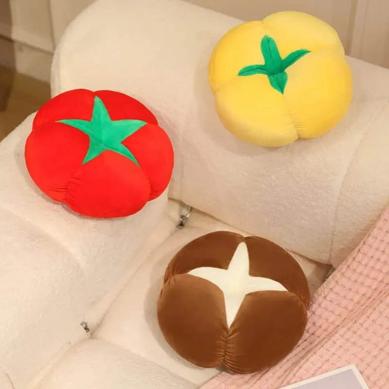 Kawaii محاكاة الخضروات الفاكهة أفخم وسادة البرسيمون شيتاكي الفطر الطماطم لينة ديكور وسادة لغرفة النوم أريكة هدية — image 7