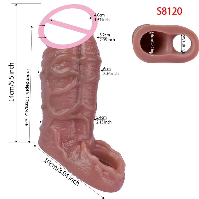 Close Head Realistic Penis Sleeve Sex Toys for Men Delay Ejaculation Dick Extender For Couples Sex Pleasure Sexshop