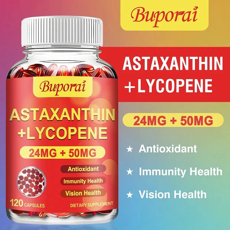 Astaxanthin + Lycopene Capsules - Supports Eye Joint and Skin Health Improves Immunity Speeds Up Metabolism Non-GMO — image 2