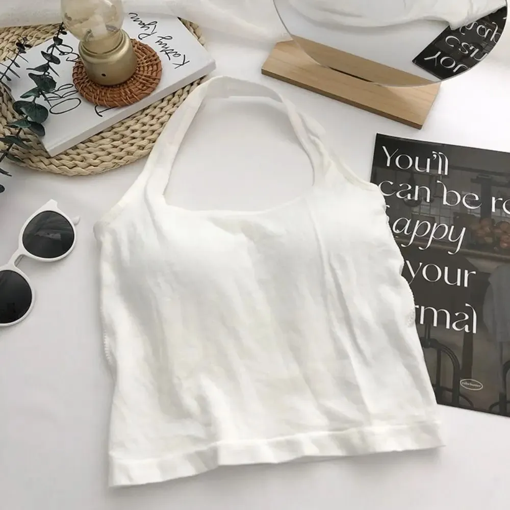 Yeni Poliamid Halter Tank Top Asılı Boyun Yelek Kolsuz Üst Askı Kolsuz Kolsuz Halter Üst Kadın — image 10