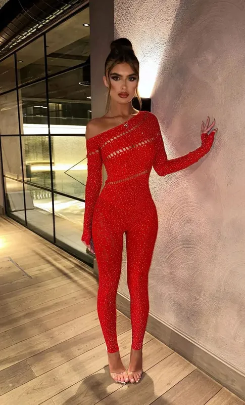 2026 Lace Embroidery Bra Set Women Sexy Mesh Rhinestone Jumpsuit Long Sleeve See Through Sexy Bustier Lingerie for Women — image 2