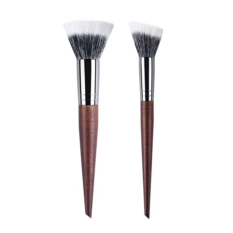 Berus Mekap Profesional Kontur serbuk Tetapan Berus Mekap Pelbagai Fungsi Berus Stippling Blush lembut Bulu kambing kayu asli — image 11