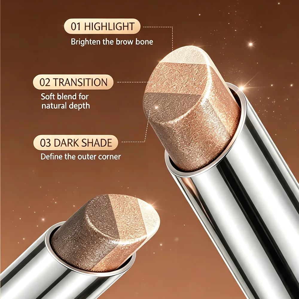 3-Color Gradient Pearlescent Eyeshadow Stick Waterproof Soft Gloss Shimmer Aegyo Sal Brightening Highlighter Eye Shadow Makeup