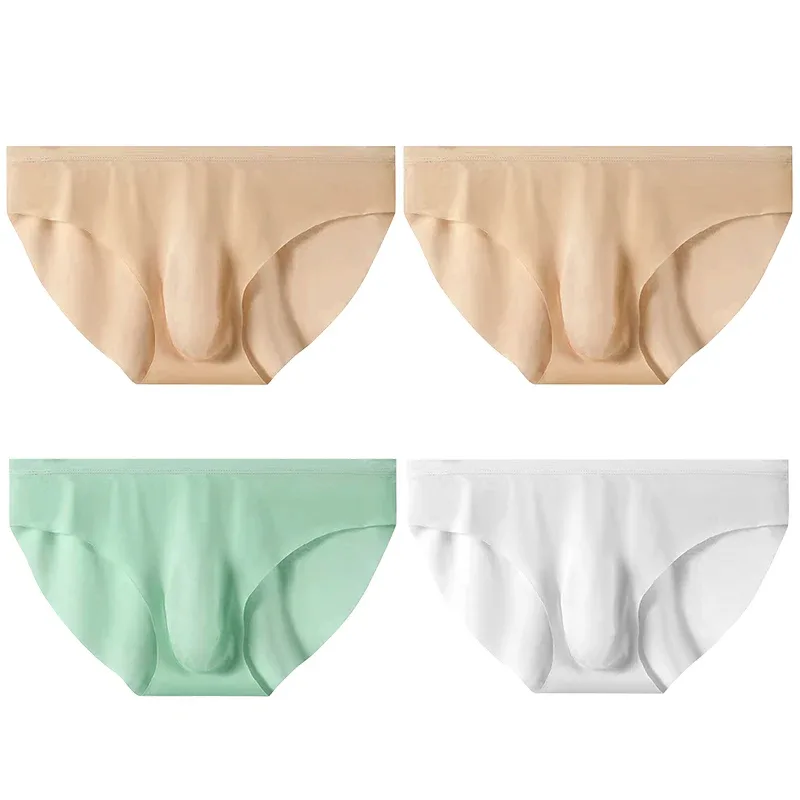 4pcs Men's Ice Silk Briefs Summer Transparent Seamless Sexy Quick-drying Trendy Breathable Underwear Ultra-thin Panties — image 22