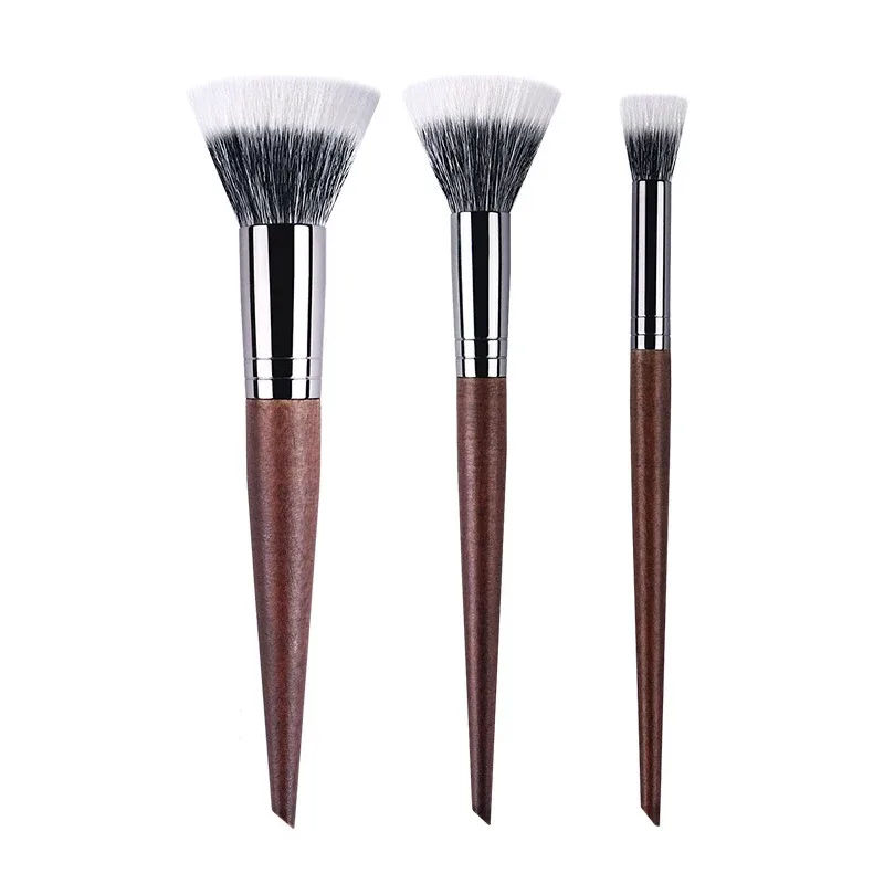 Berus Mekap Profesional Kontur serbuk Tetapan Berus Mekap Pelbagai Fungsi Berus Stippling Blush lembut Bulu kambing kayu asli — image 12