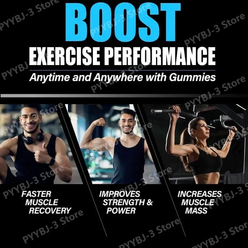 Gummy s kreatinem monohydrátem a vitamínem B12 Síla pro růst svalů Předtréninkový doplněk pro fitness zdraví 120ks — image 6