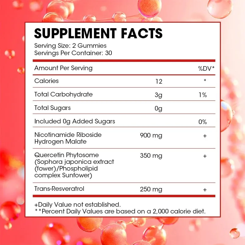 Kexinsh NAD Gummies Supplement Aging Defense Liposomal NAD Nicotinamide Riboside Resveratrol 1500mg Nad Plus Vitamin B3 D3 — image 5