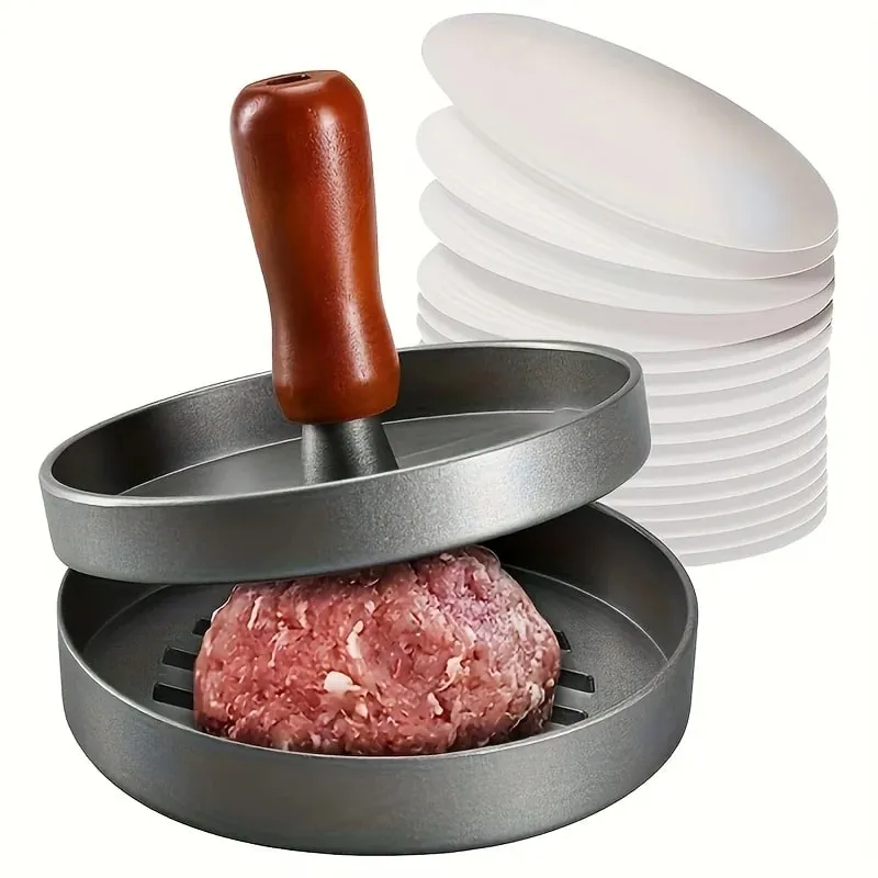 1PC Nepřilnavý lis na burgery Kovová forma na hamburgery na výrobu hovězího sýra Vegetariánský burger vhodný pro grilování na grilu — image 4