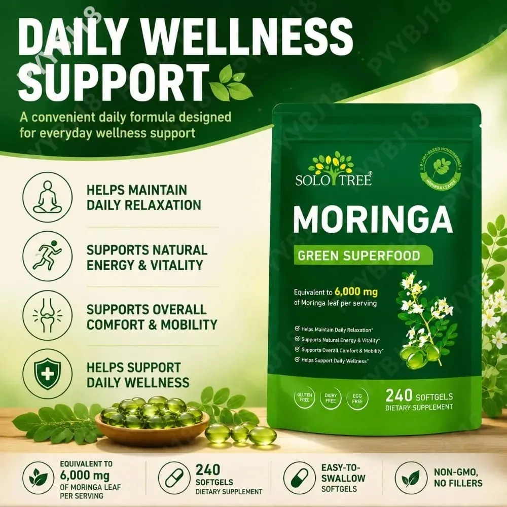 Moringa Leaf Softgels 6000 Mg Equivalent Per Serving for Daily Relaxation Natural Energy Vitality & Comfort Support 240 Softgels — image 3