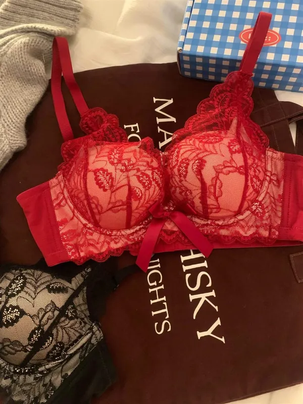 Hettsäljande trådlös spetsbh Dam Liten byst Tjock Vadderad Push Up Lift Anti Sag Sidostöd Sexiga underkläder 32‑38 AB — image 17