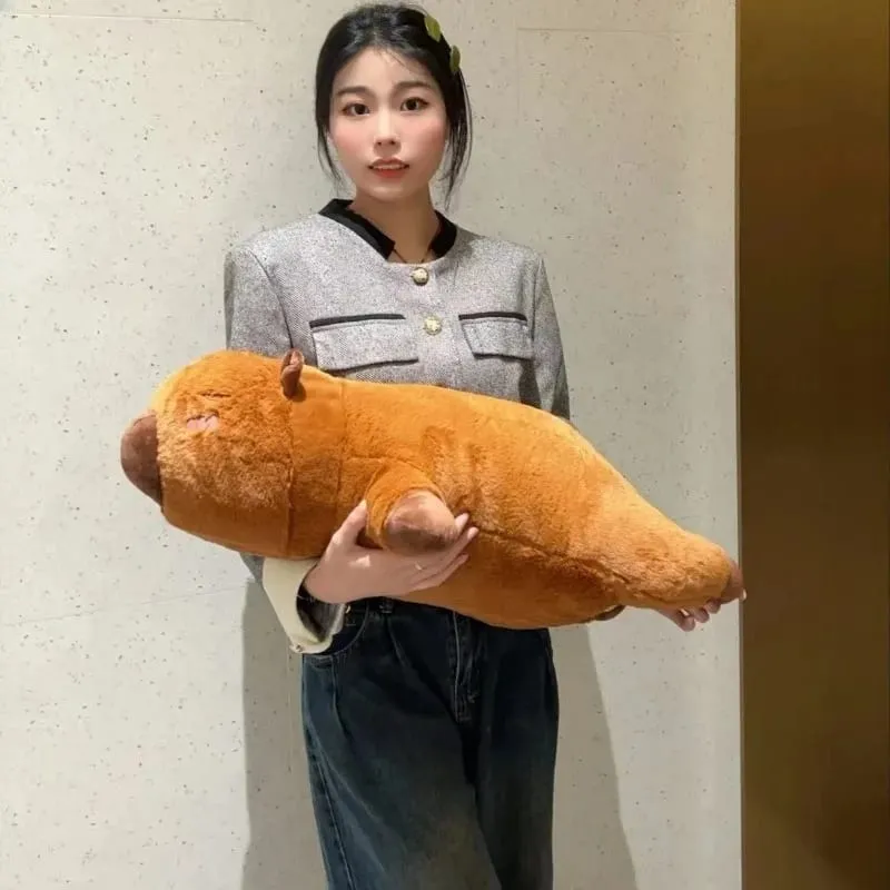Kawaii Capybara Plush Pillow Long Body Soft Stuffed Animal Doll Cute Cuddly Cushion for Sofa Bed Sleeping Nap Home Decor — image 6