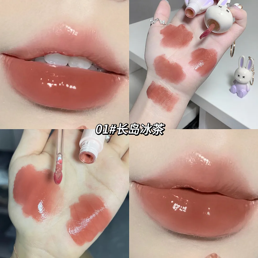 Cute Rabbit Mirror Lip Glaze Keychain Lipstick Waterproof Lip Gloss Long Lasting Non-stick Cup Women Lip Glaze Cosmetic 6 Colors — image 4