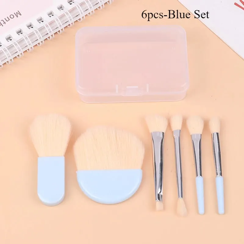 Juego de Mini brochas de maquillaje de viaje, 6 uds., con caja transparente, base en polvo cosmética portátil, colorete, mezcla, corrector, brochas de maquillaje — image 9