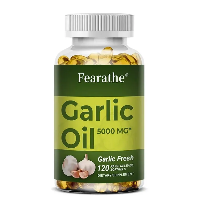 Minyak Bawang Putih Softgels 5000 Mg Peredaran Kardiovaskular Kekebalan Jantung Tanpa Perisa Suplemen Bebas Gluten Bukan GMO