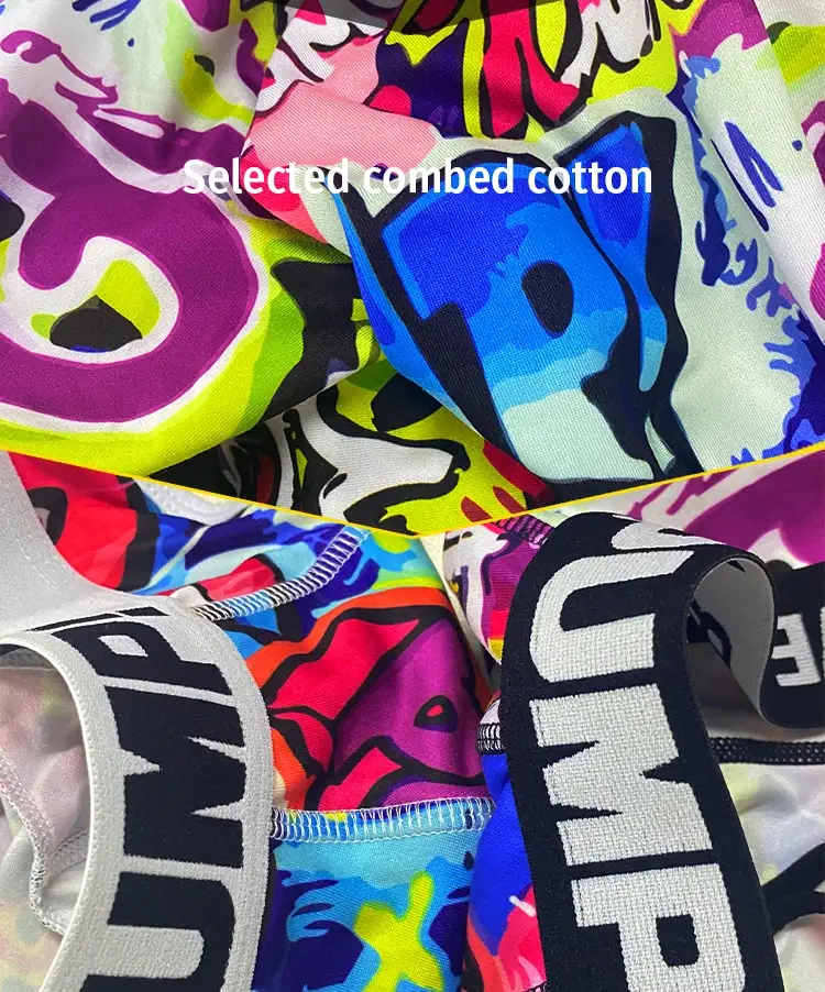 1 Chiếc Nam Cotton Nylon Pha Quần Sịp Boxer Toàn Graffiti In Rộng Dây Thắt Lưng Co Giãn Không Bó Sát Thời Trang thể Thao Quần Lót — image 11