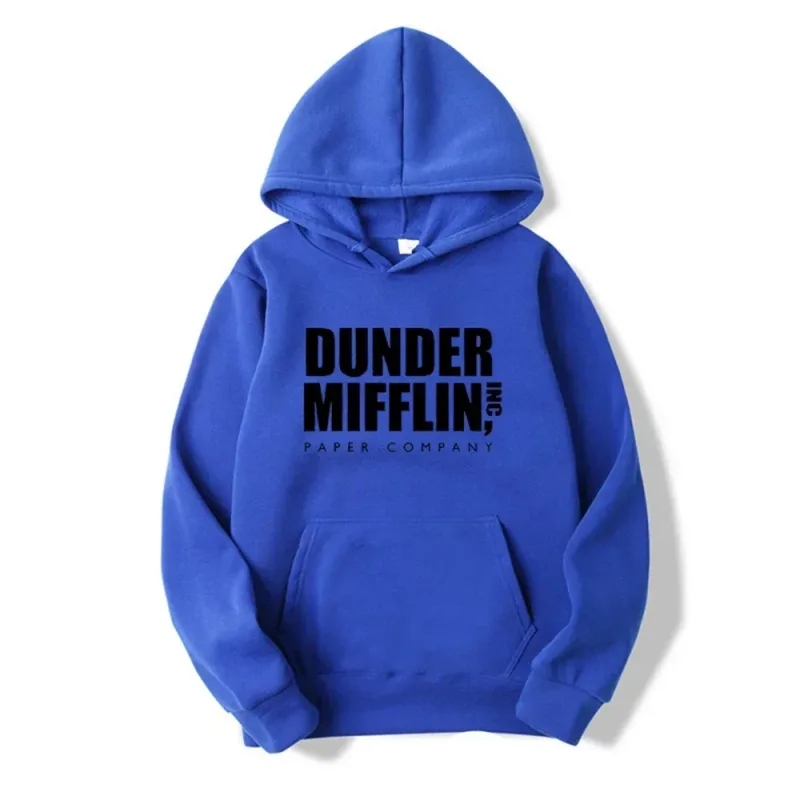 Dunder Mifflin Hoodie Paper Company Office TV Show Slogan Minimalist Aesthetic Grey Oversized Casual Sport Sweatshirts — image 4