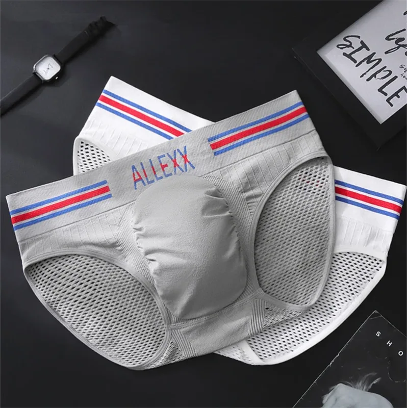 Nen ชุดชั้นใน Letter เอวกว้าง cuecas masculino sexys Tøy ผู้ชาย cueca ตาข่าย Sissy lencerías muy ร้อน U นูน calzoncillos hombre — image 3