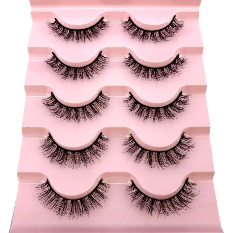 New Cat Eye Lashes 5/7/10 pairs 3D Faux Mink Eyelashes Winged Fluffy Fake Lashes Soft Natural long Full Strip Lash Make — image 35