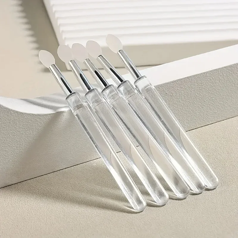 5 pincéis de silicone reutilizáveis ​​com efeito de espelho - aplicador de maquiagem e esmalte de cabeça dupla