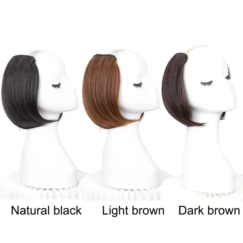 20/30cm Synthetic Short Straight Internal Buckle V-shaped Half Head Hair Extension Invisible Hairpiece for Women — image 4