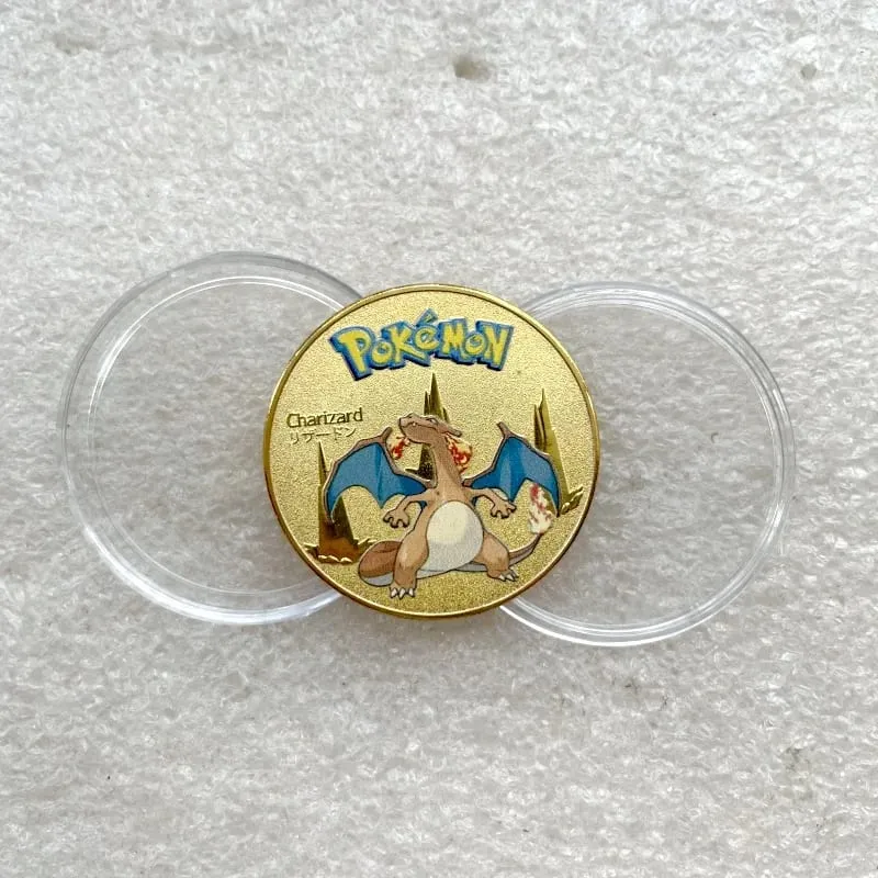 Pokemon złote monety Pikachu Anime pamiątkowa moneta Charizard złota okrągła metalowa moneta zabawki — image 11