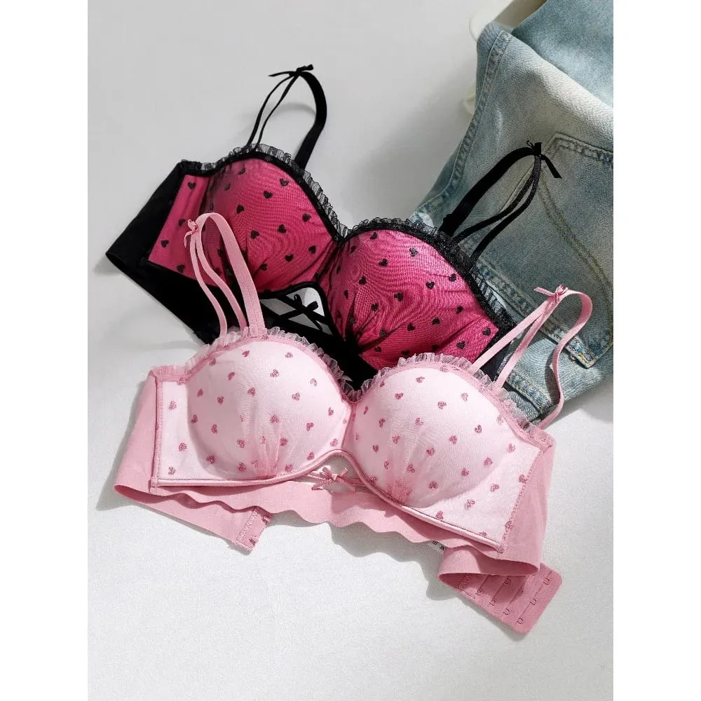 ผู้หญิง 2026 ใหม่ Pure Desire ลูกไม้ฝรั่งเศสครึ่งถ้วย Bra หน้าอกขนาดเล็ก Push Up Anti Sag Comfort สวมใส่ทุกวันสุภาพสตรีชุดชั้นใน Brassiere — image 2