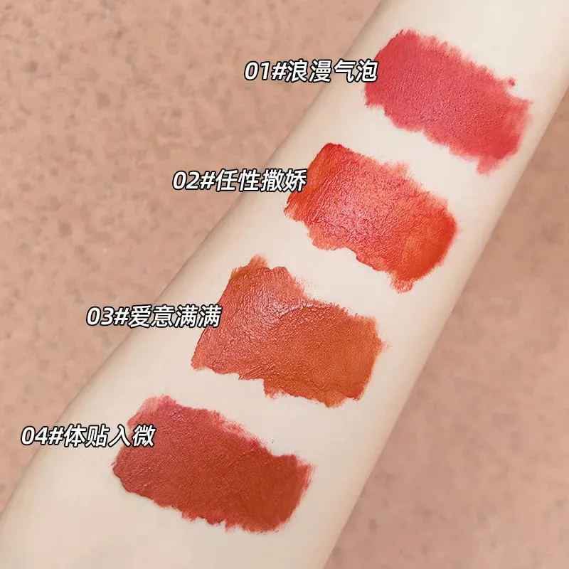 4 Uds. Juegos de maquillaje de lápiz labial líquido tinte rojo mate brillo de labios de larga duración resistente al agua cosméticos con collar de regalo — image 4