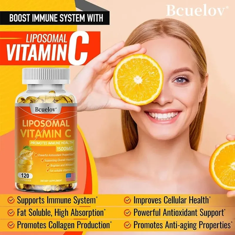 Liposomal Vitamin C Capsules - Powerful Antioxidant Supports Skin Health Antioxidant Anti-aging and Improves Immunity