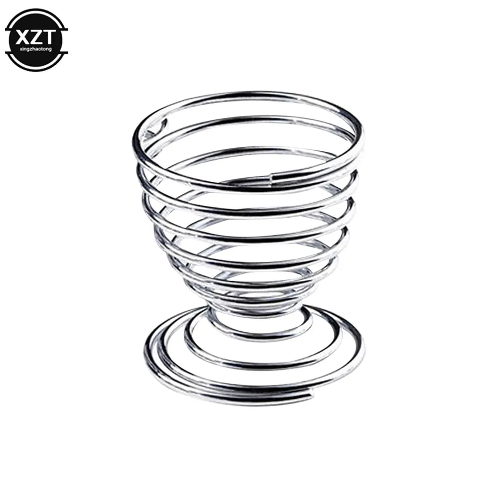 2PCS Eggs Holder Spiral Stainelss Egg Cup Boiled Kitchen Breakfast Hard Boiled Spring Holder Egg Cup Cooking Tool Kitchen Gadget — image 4