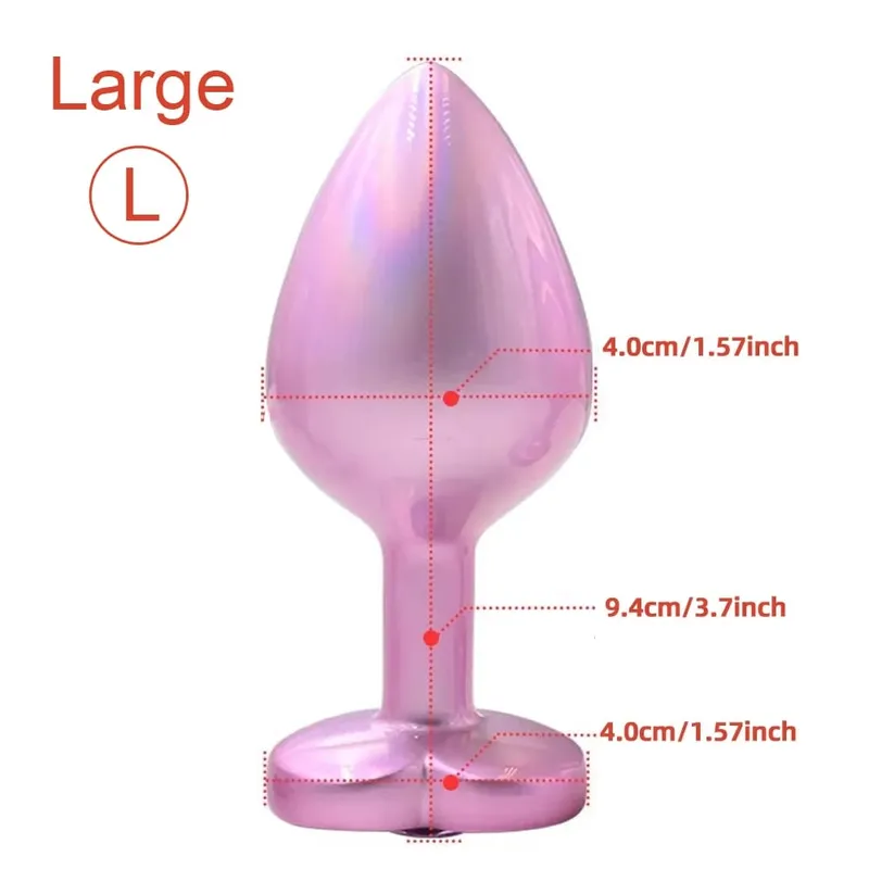 3 Sizes Crystal Diamond Heart Base Metal Anal Plug Beginner Butt Plug Masturbation Stimulator Sex Massager Adult Sex Toys — image 8