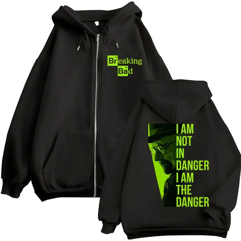 TV Series Breaking Bad Heisenberg Zip Up Hoodies I Am Not Danger I Am The Danger Men Women Tracksuit Loose Autumn Casual Coats — image 5