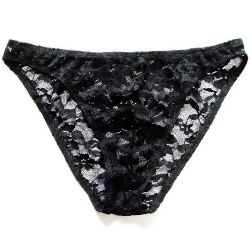 Sexy Men Lace Transparent Briefs Perspective Underwear Hollow Out Rose Mesh Low Rise Male Panties — image 12