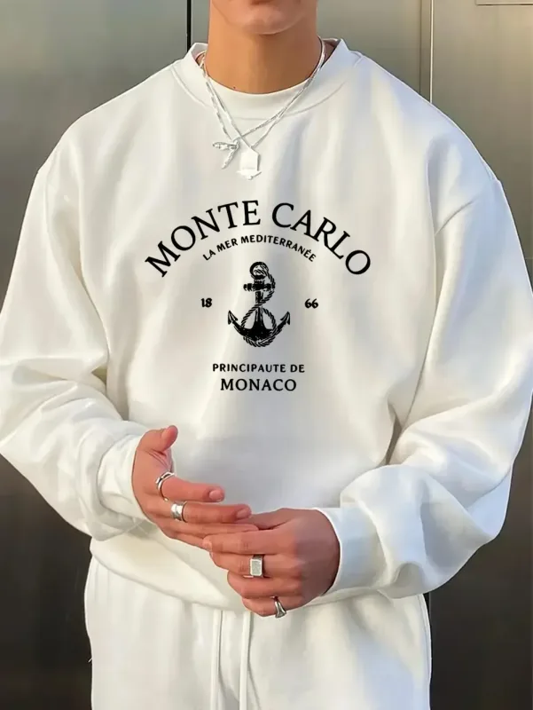The new men's round-neck sweatshirt for Spring and Autumn 2026 is casual and comfortable with 3D letter pattern printing — image 6