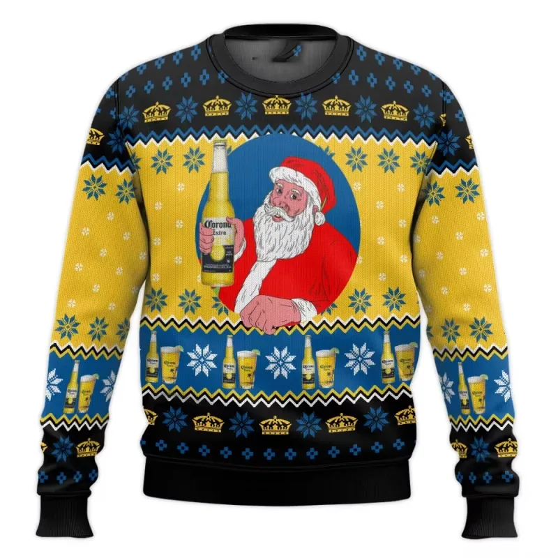 Suéter feio de cerveja Corona Natal cerveja feliz bebendo presente de Natal masculino e feminino plus size suéter elegante — image 10