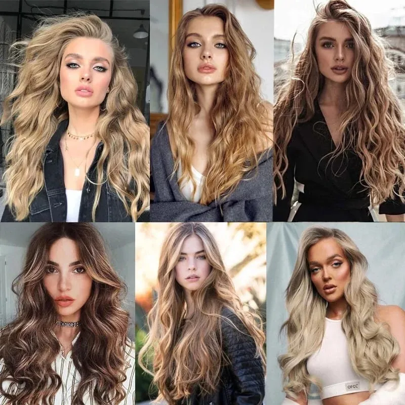 6Pcs/Set 16 Clips Hair Extension Black Long Straight Natural Hair Ombre Hairpiece Heat Resistant Fiber For Women Hairstyle Kpop