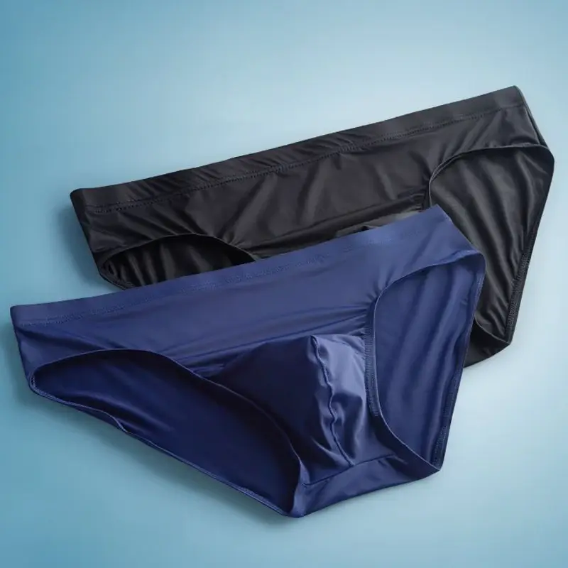 2 Chiếc Túi Lớn Nylon Nam Quần Lót Quần Sịp Ice Silk Nam Liền Mạch Quần Lót Eo Thấp Quần Lót Mỏng Plus Kích Thước — image 3