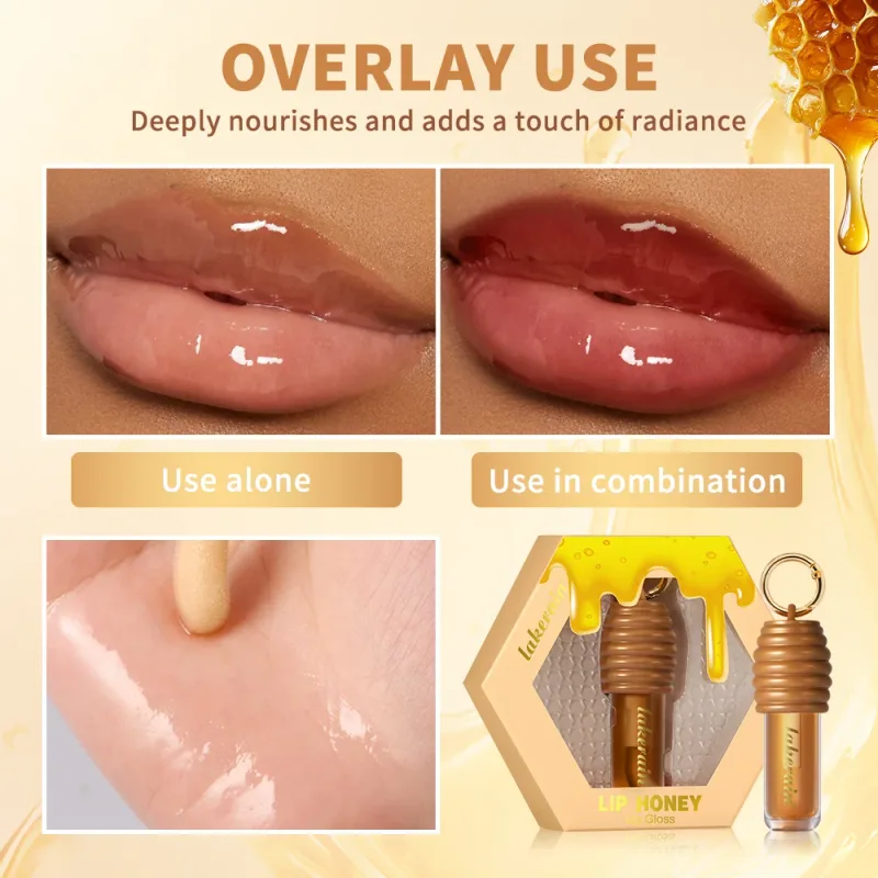 Lakerain mel brilho labial textura brilhante leve não pegajoso de longa duração hidratado lindo acabamento brilhante maquiagem labial suave — image 3