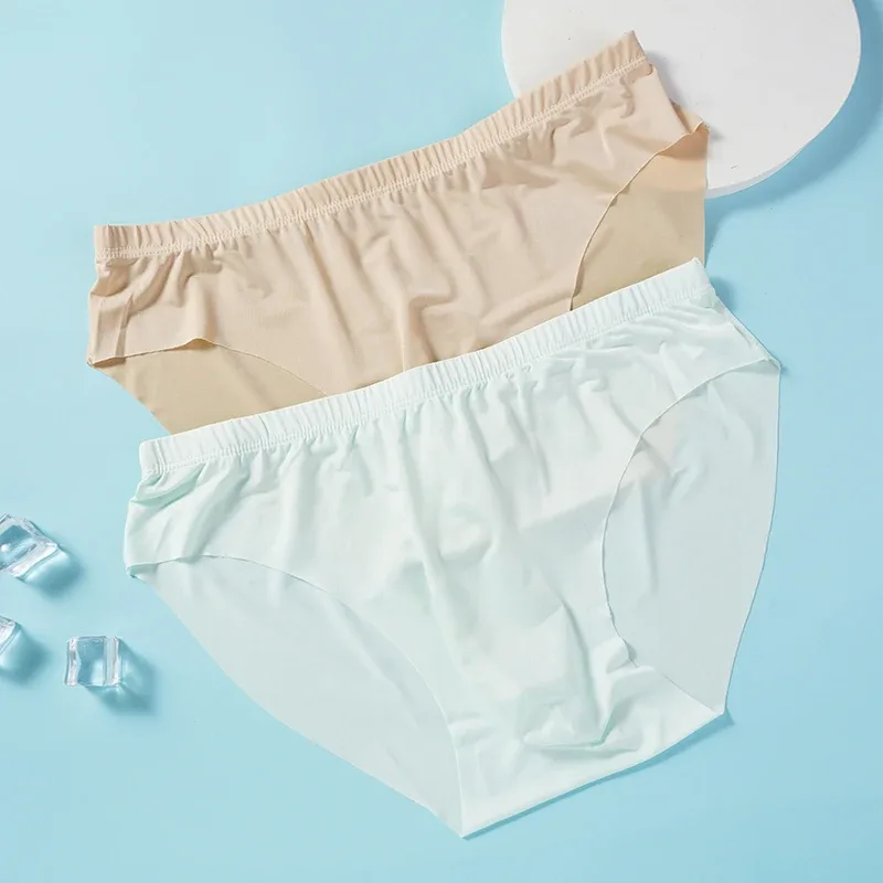 4pcs Men's Ice Silk Briefs Summer Transparent Seamless Sexy Quick-drying Trendy Breathable Underwear Ultra-thin Panties — image 6