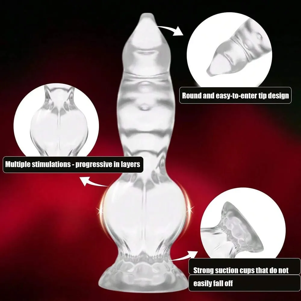 Temizle Düğümlü Köpek Yapay Penis Gerçekçi Köpek Düğüm Fantezi Yumuşak Esnek Vantuz Kadınlar ve Erkekler için Seks Oyuncak — image 4