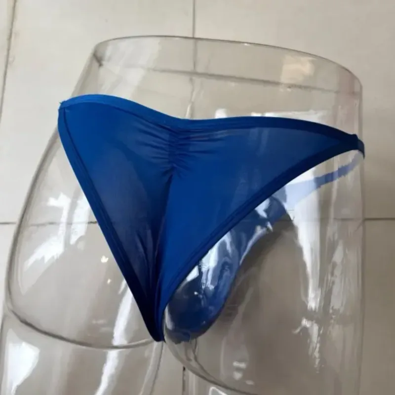 US Size Men's Ice Silk Thongs Briefs Sexy Low-Rise G-String Breathable Seamless T-Back Sports Fitness Underwear Plus Size