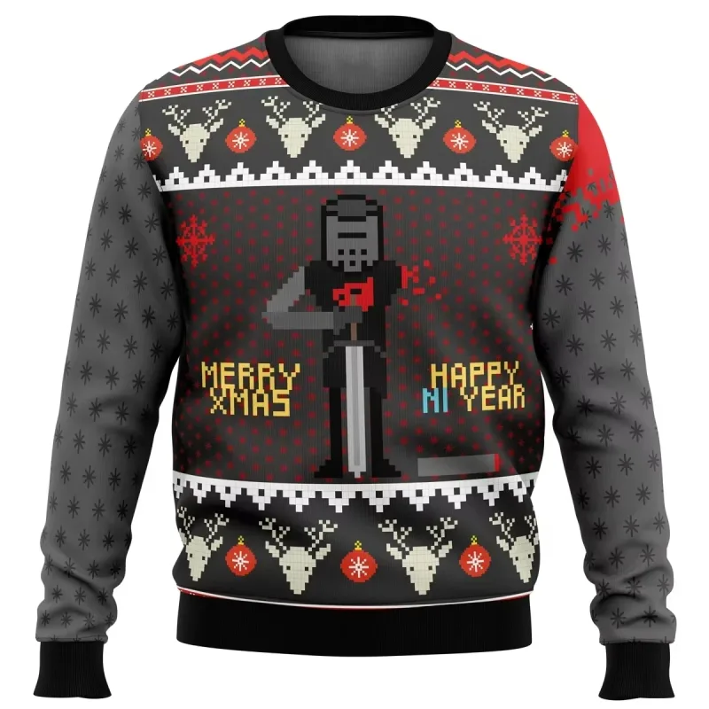 Natal papai noel dos desenhos animados anime graffiti retro inverno feio camisola 3dprint harajuku pulôver casual engraçado mang — image 14